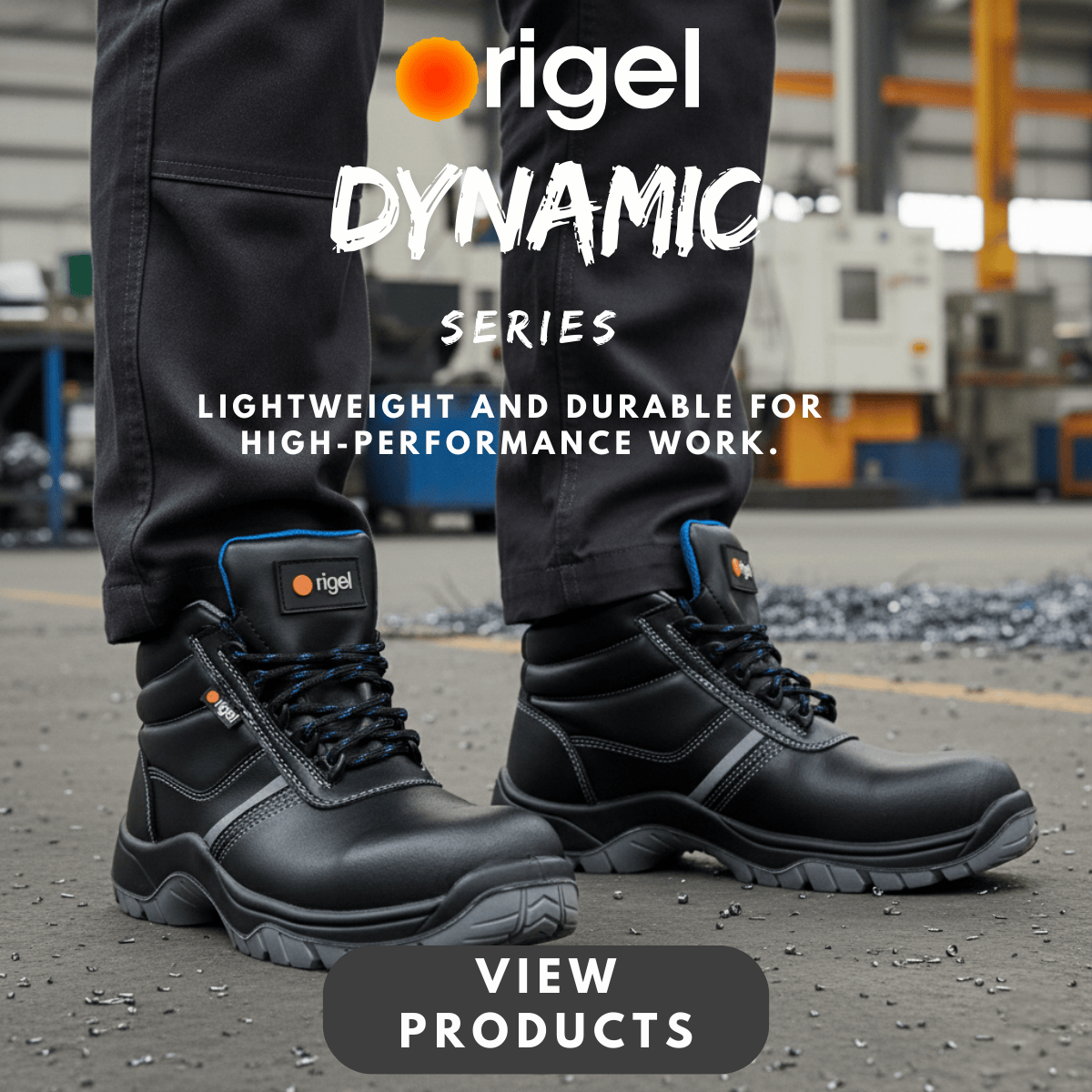 Rigel Dynamic flexible safety footwear banner